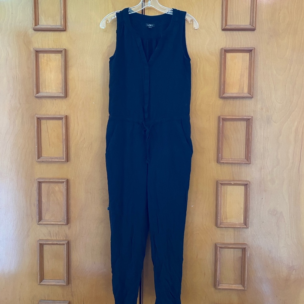 LOFT Black Sleeveless Jumpsuit with Pockets